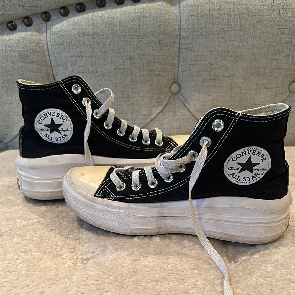 Converse Black and White High-Top Sneakers with Platform Sole